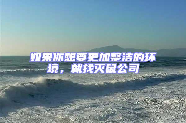 如果你想要更加整潔的環境，就找滅鼠公司