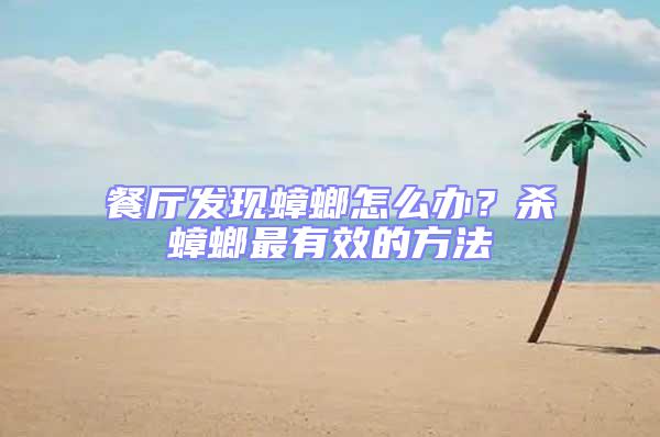 餐廳發現蟑螂怎么辦？殺蟑螂最有效的方法