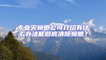 專業滅蟑螂公司介紹有什么辦法能徹底清除蟑螂？